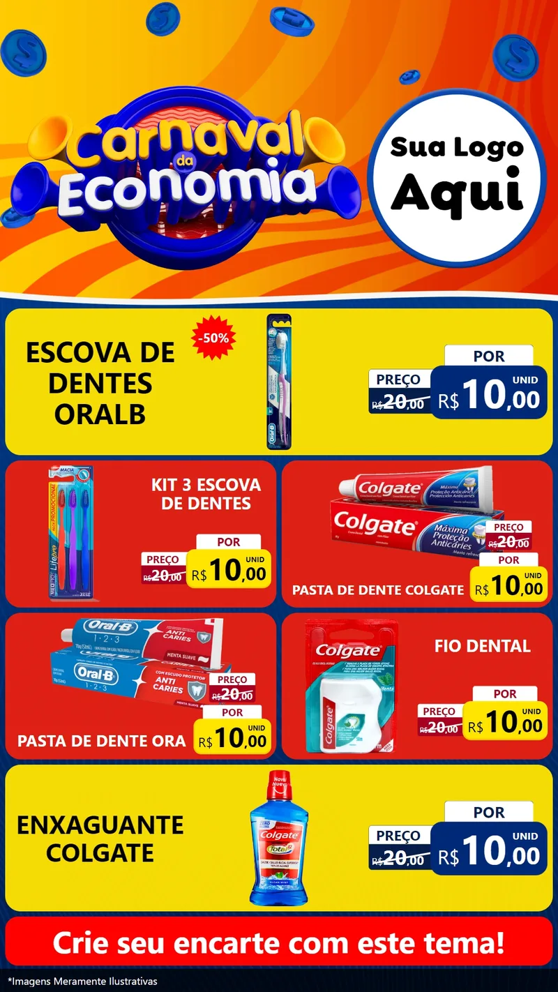 Modelo de TV para TV Vertical com o tema Carnaval da Economia para Higiene Pessoal