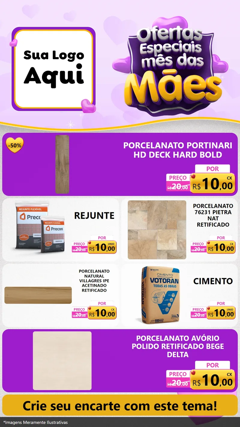 Modelo de TV para TV Vertical com o tema Ofertas Especiais - Mês das Mães para Pisos e revestimentos