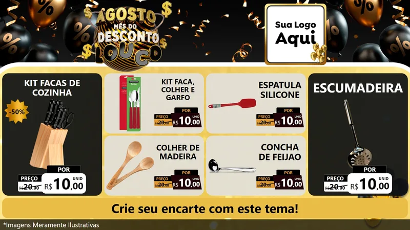 Modelo de TV para TV Horizontal com o tema Agosto Mês do Desconto Louco para Utilidades Domésticas