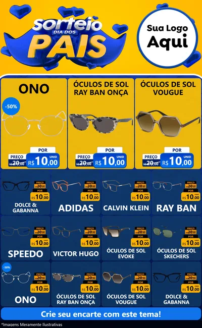 Modelo de Encarte para Encarte Grande com o tema Sorteio Dia dos Pais para Óticas