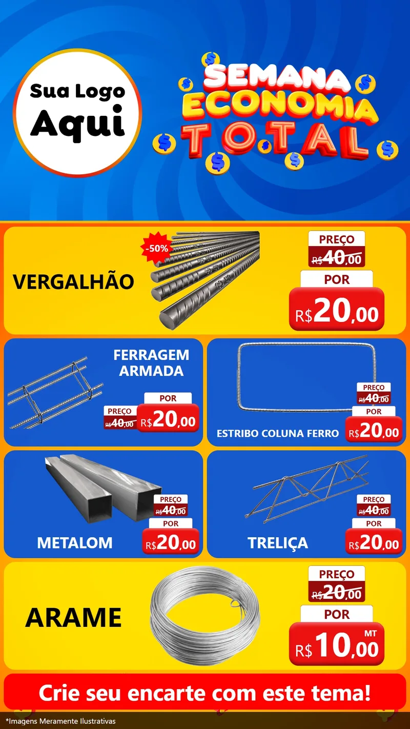 Modelo de TV para TV Vertical com o tema Semana Economia Total para Ferragens