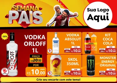 Modelo de Encarte para Encarte A4 Horizontal com o tema Semana Dos Pais para Distribuidora de bebidas
