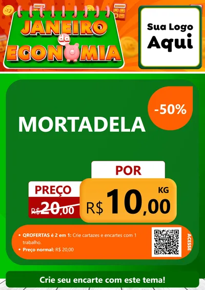 Modelo de Cartaz para Cartaz A4 Vertical com o tema Janeiro da Economia para Frios e Laticínios