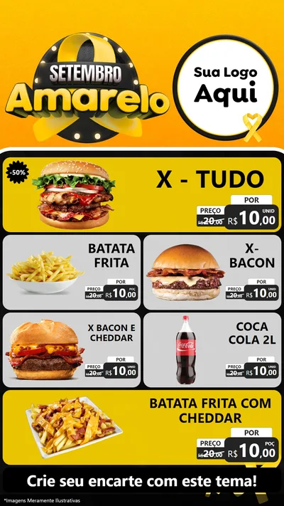 Modelo de TV para TV Vertical com o tema Setembro Amarelo para Hamburgueria