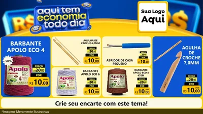 Modelo de TV para TV Horizontal com o tema Aqui Tem Economia Todo Dia para Armarinho e Aviamentos