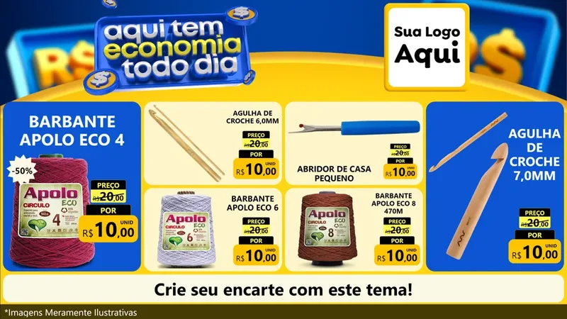 Modelo de TV para TV Horizontal com o tema Aqui Tem Economia Todo Dia para Armarinho e Aviamentos