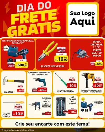Modelo de Rede Social para Feed Instagram com o tema Dia do Frete Grátis para Maquinas e Ferramentas