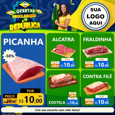 Modelo de Rede Social para Feed Facebook com o tema Ofertas Proclamação da República para Açougue