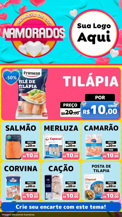 Modelo de Rede Social para Stories com o tema Promoção Dia dos Namorados para Peixaria