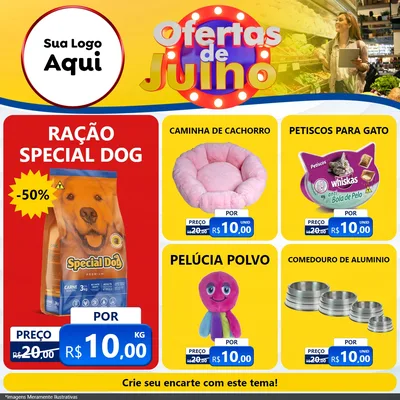 Modelo de Rede Social para Feed Facebook com o tema Ofertas de Julho para Pet Shop