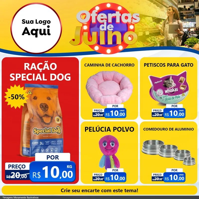 Modelo de Rede Social para Feed Facebook com o tema Ofertas de Julho para Pet Shop