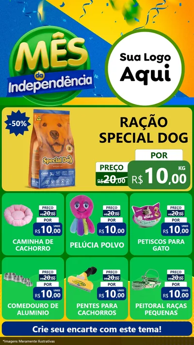 Modelo de Rede Social para Stories com o tema Mês da Independência para Pet Shop