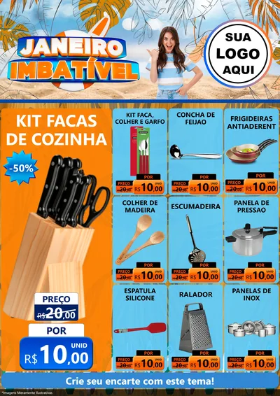 Modelo de Encarte para Encarte A4 Vertical com o tema Janeiro Imbatível para Utilidades Domésticas