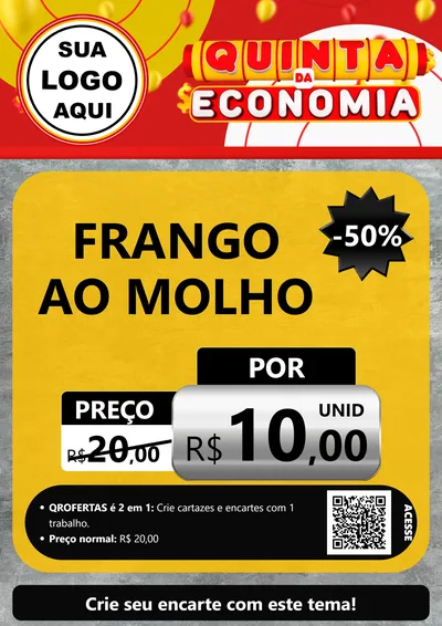 Modelo de Cartaz para Cartaz A4 Vertical com o tema Quinta da Economia para Restaurante