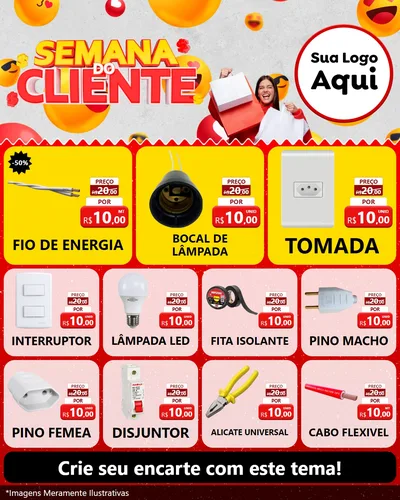 Modelo de Rede Social para Feed Instagram com o tema Semana do Cliente para Materiais Elétricos