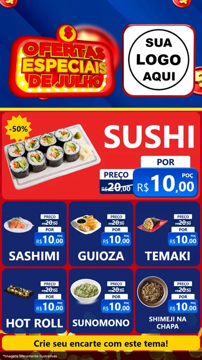 Modelo de Rede Social para Stories com o tema Ofertas Especiais de Julho para Comida japonesa