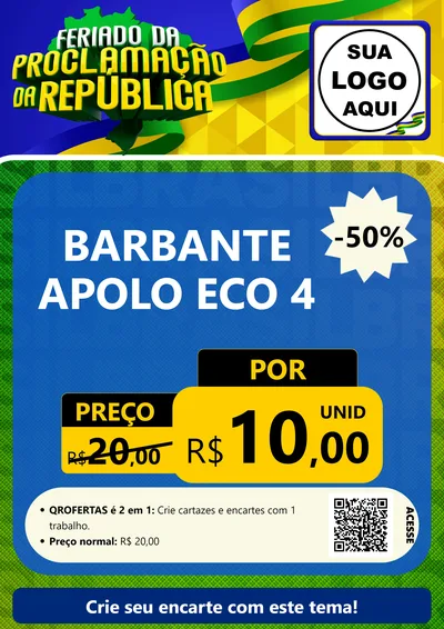 Modelo de Cartaz para Cartaz A4 Vertical com o tema Feriado da Proclamação da República para Armarinho e Aviamentos