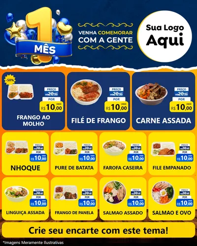 Modelo de Rede Social para Feed Instagram com o tema Um Mês de Aniversário para Restaurante