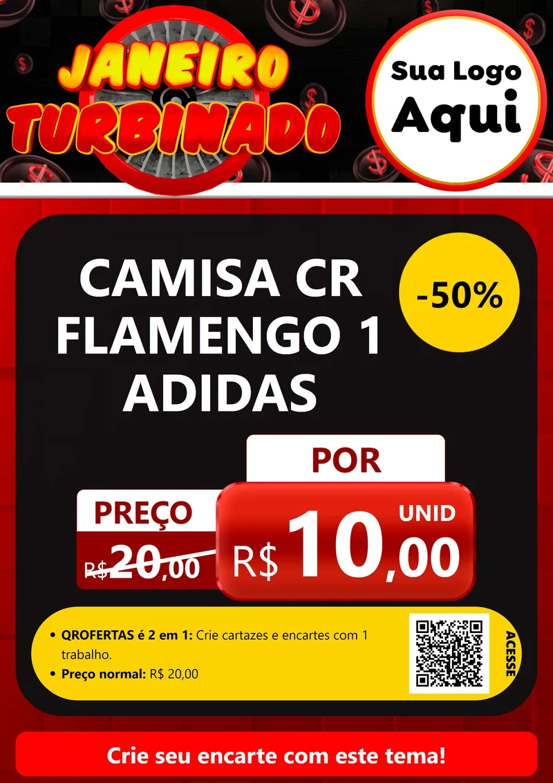 Modelo de Cartaz para Cartaz A4 Vertical com o tema Janeiro Turbinado para Roupas e acessórios