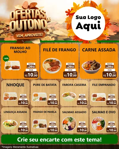 Modelo de Rede Social para Feed Instagram com o tema Ofertas de Outono - Vem, Aproveite! para Restaurante