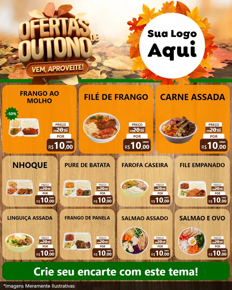 Modelo de Rede Social para Feed Instagram com o tema Ofertas de Outono - Vem, Aproveite! para Restaurante