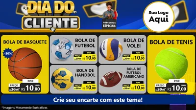 Modelo de TV para TV Horizontal com o tema Dia Do Cliente para Artigos Esportivos