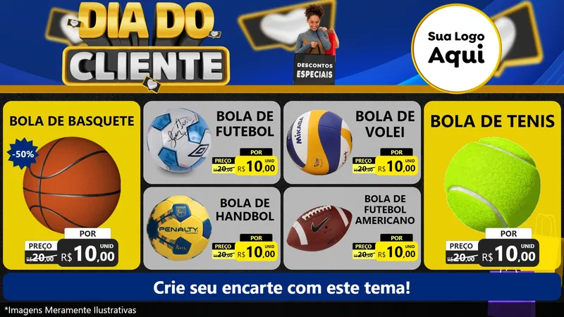 Modelo de TV para TV Horizontal com o tema Dia Do Cliente para Artigos Esportivos