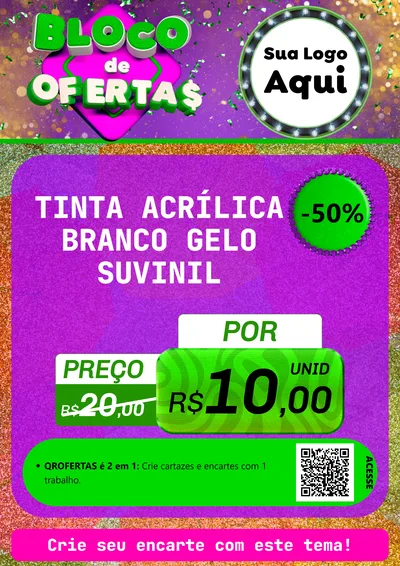 Modelo de Cartaz para Cartaz A4 Vertical com o tema Bloco de Ofertas para Tintas e Ferramentas