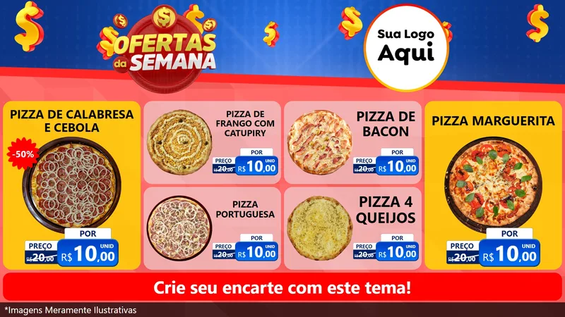 Modelo de TV para TV Horizontal com o tema Ofertas Da Semana para Pizzaria