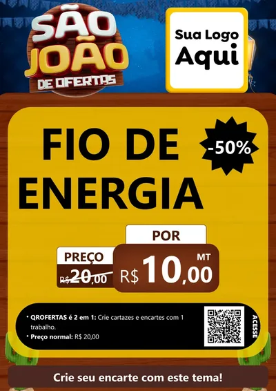 Modelo de Cartaz para Cartaz A4 Vertical com o tema São João Ofertas Imbatíveis! - Junina para Materiais Elétricos