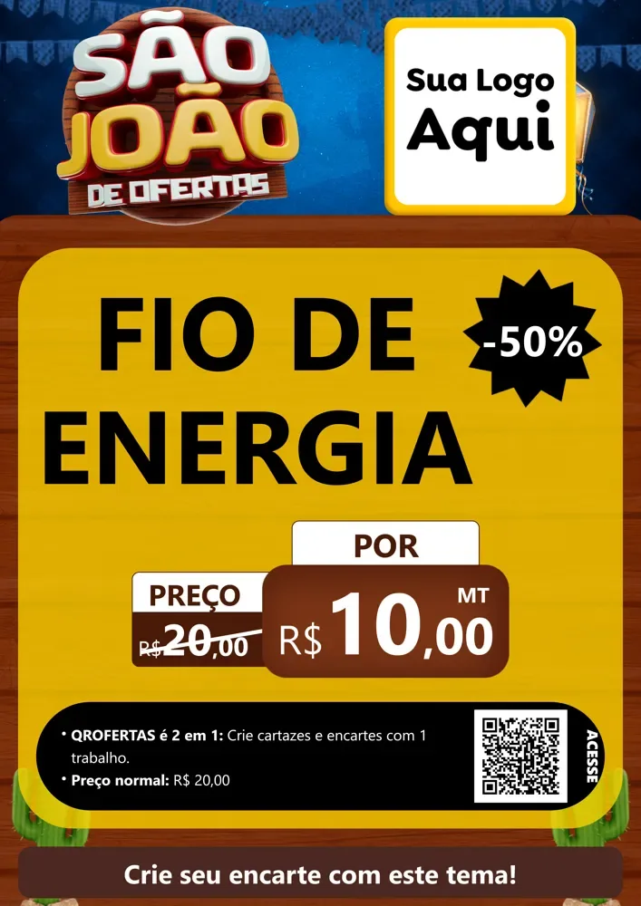 Modelo de Cartaz para Cartaz A4 Vertical com o tema São João Ofertas Imbatíveis! - Junina para Materiais Elétricos