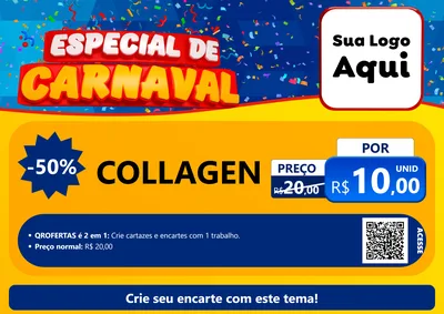 Modelo de Cartaz para Cartaz A4 Horizontal com o tema Especial de Carnaval para Suplementos alimentares