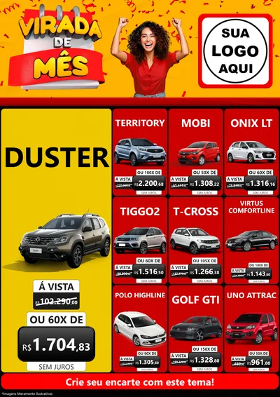 Modelo de Encarte para Encarte A4 Vertical com o tema Virada de Mês para Concessionaria de Carros