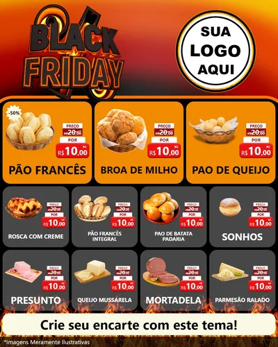 Modelo de Rede Social para Feed Instagram com o tema Black Friday para Padaria