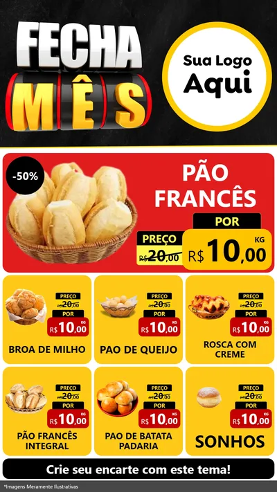 Modelo de Rede Social para Stories com o tema Fecha Mês para Padaria