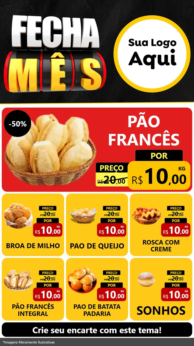 Modelo de Rede Social para Stories com o tema Fecha Mês para Padaria