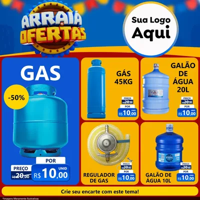 Modelo de Rede Social para Feed Facebook com o tema Arraiá de Ofertas - Junina para Água e gás