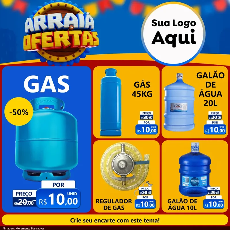 Modelo de Rede Social para Feed Facebook com o tema Arraiá de Ofertas - Junina para Água e gás