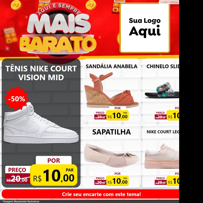 Modelo de Rede Social para Feed Facebook com o tema Mais Barato para Calçados