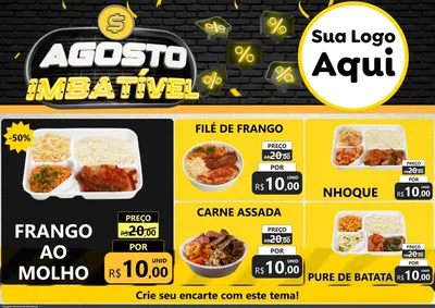 Modelo de Encarte para Encarte A4 Horizontal com o tema Agosto Imbatível para Restaurante