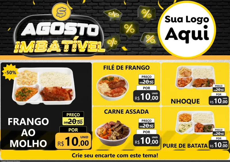 Modelo de Encarte para Encarte A4 Horizontal com o tema Agosto Imbatível para Restaurante