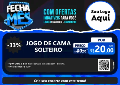 Modelo de Cartaz para Cartaz A4 Horizontal com o tema Fecha Mês para Cama, Mesa e Banho