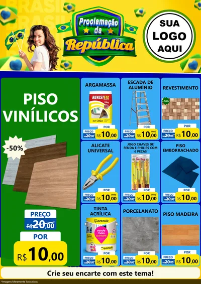 Modelo de Encarte para Encarte A4 Vertical com o tema Proclamação da República para Material para Construção