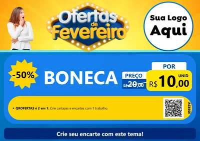 Modelo de Cartaz para Cartaz A4 Horizontal com o tema Ofertas de Fevereiro para Brinquedos