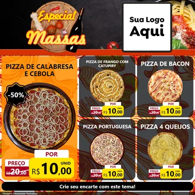Modelo de Rede Social para Feed Facebook com o tema Especial Massas para Pizzaria