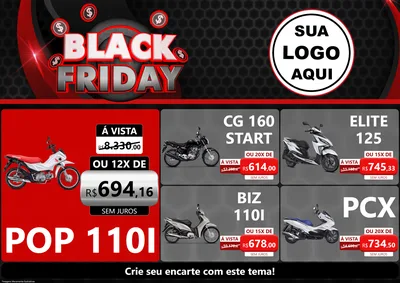 Modelo de Encarte para Encarte A4 Horizontal com o tema Black Friday para Concessionaria de Motos