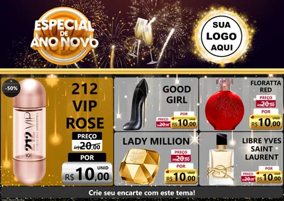 Modelo de Encarte para Encarte A4 Horizontal com o tema Especial de Ano Novo para Perfumes