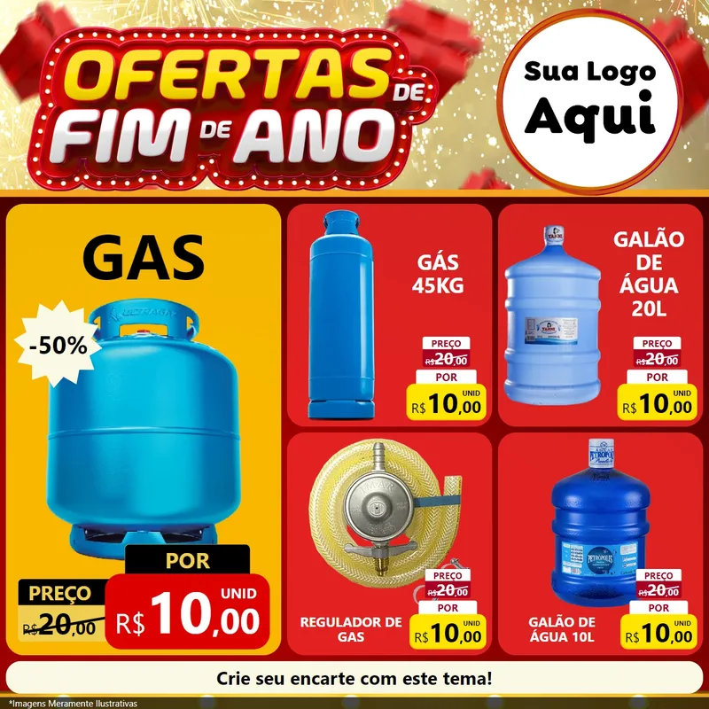 Modelo de Rede Social para Feed Facebook com o tema Ofertas de Fim de Ano para Água e gás