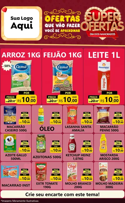 Modelo de Encarte para Encarte Grande com o tema Dia dos Namorados para Supermercado