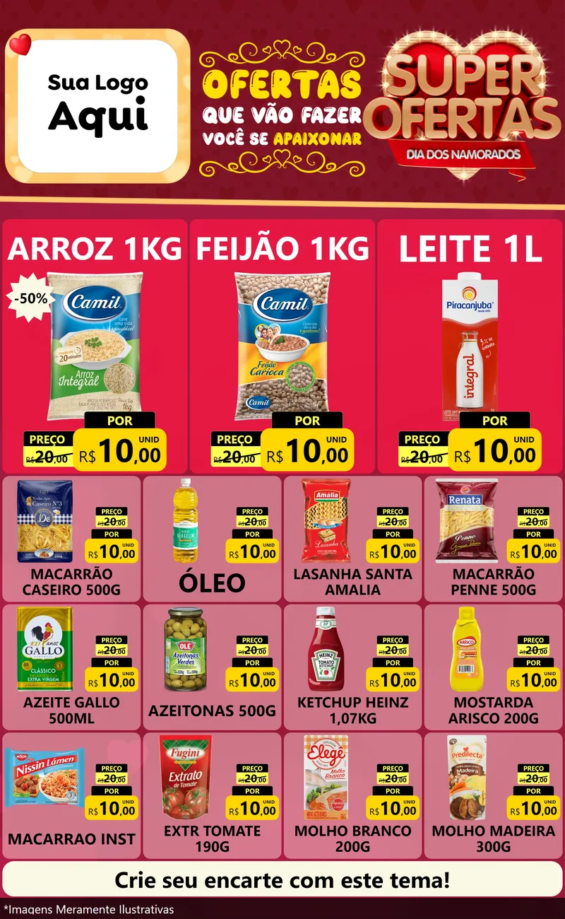Modelo de Encarte para Encarte Grande com o tema Dia dos Namorados para Supermercado